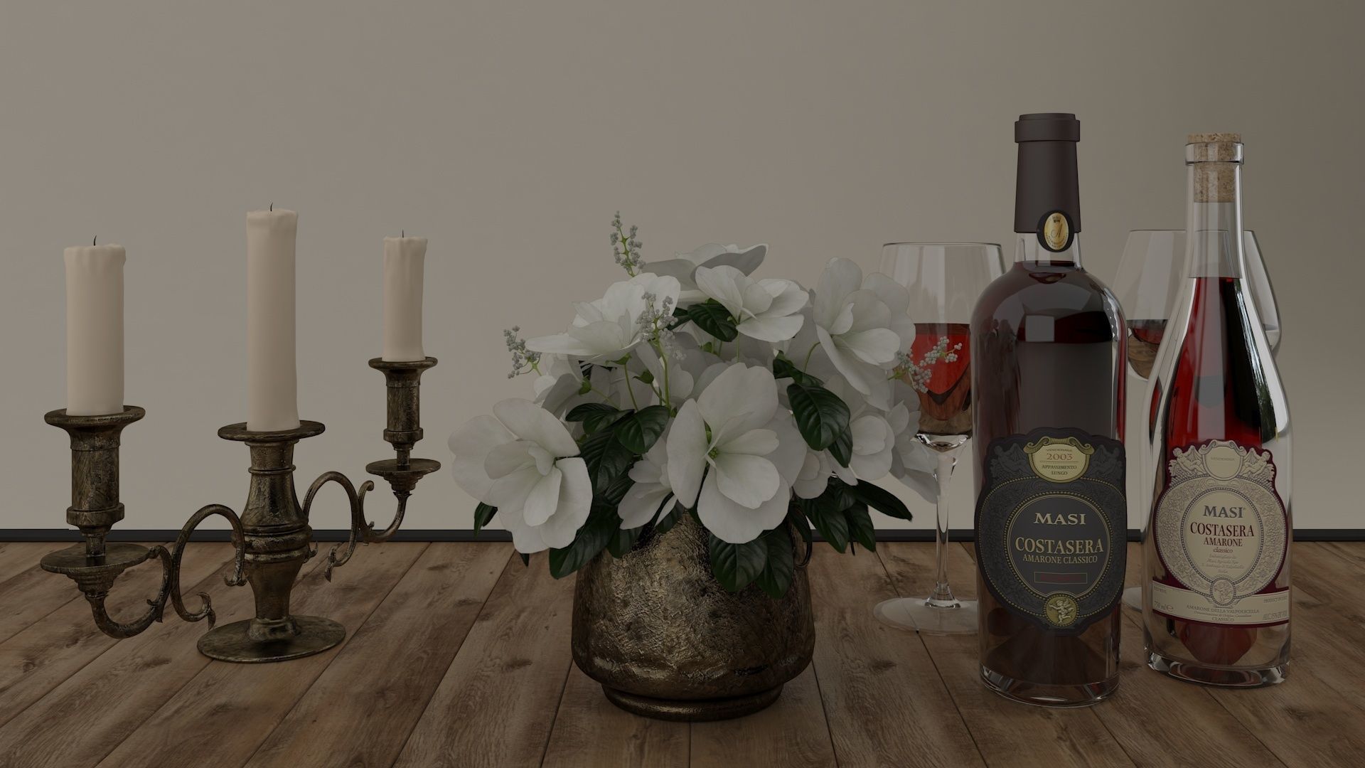 Tea table set with accessories 3D model_4