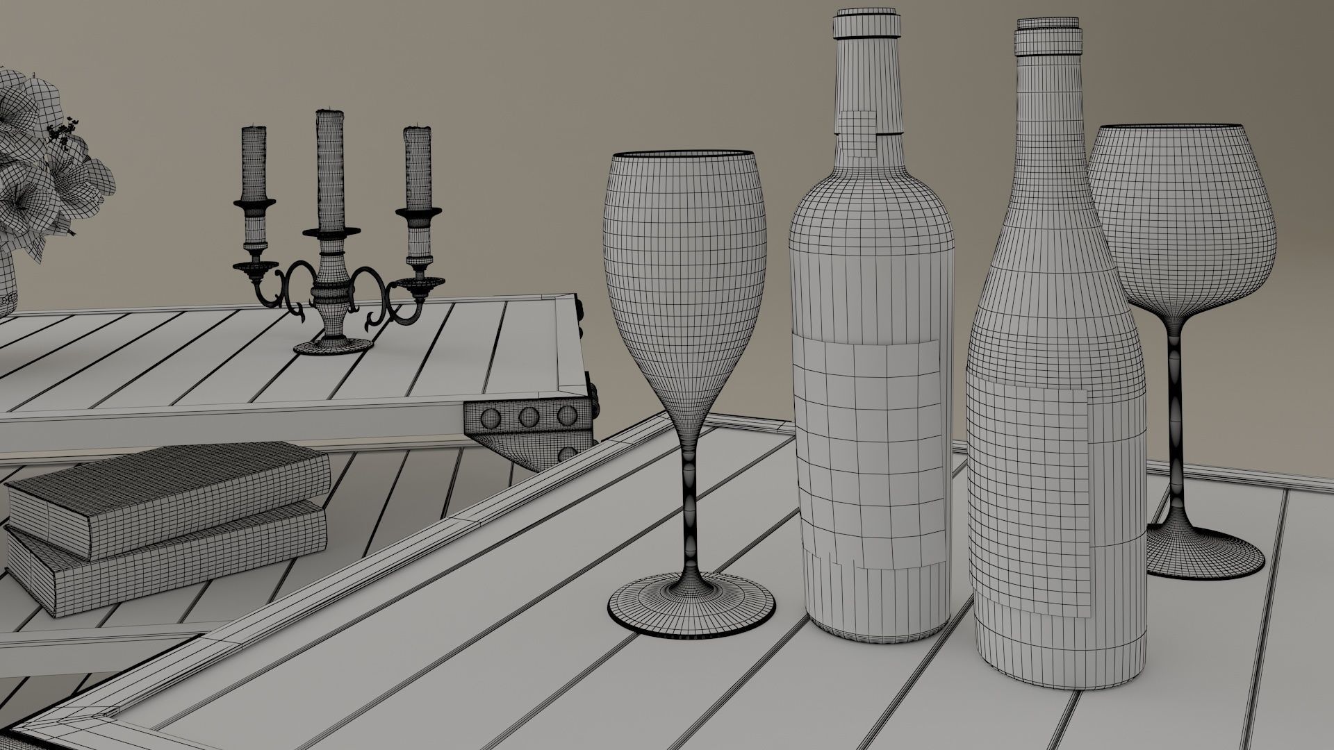 Tea table set with accessories 3D model_18