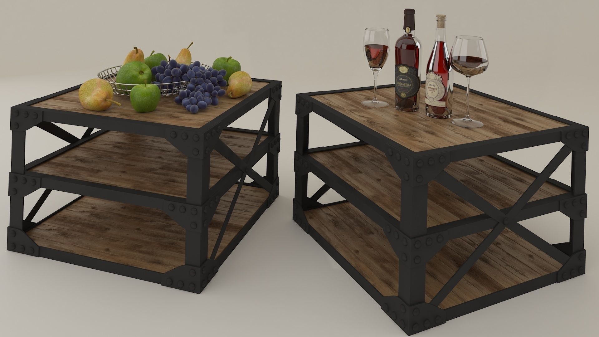 Tea table set with accessories 3D model_3