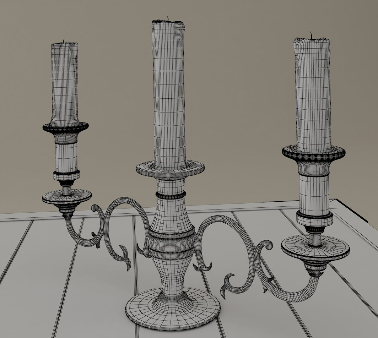 Tea table set with accessories 3D model_17