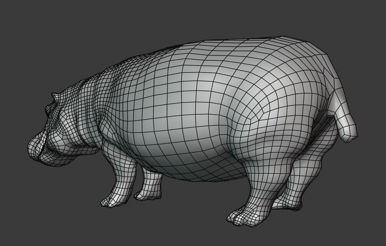Hippopotamus Rigged Low-poly 3D model_11