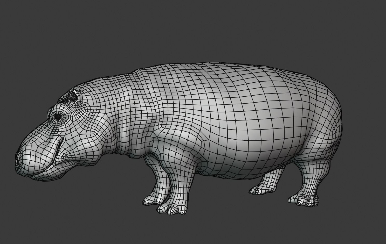 Hippopotamus Rigged Low-poly 3D model_10