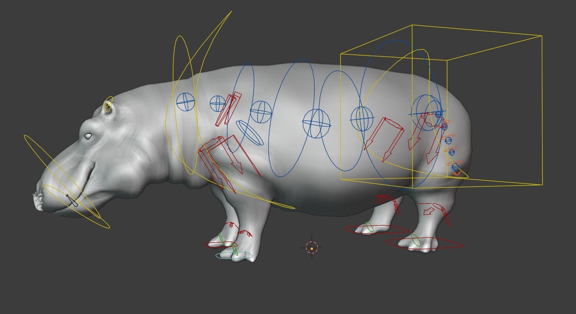 Hippopotamus Rigged Low-poly 3D model_9