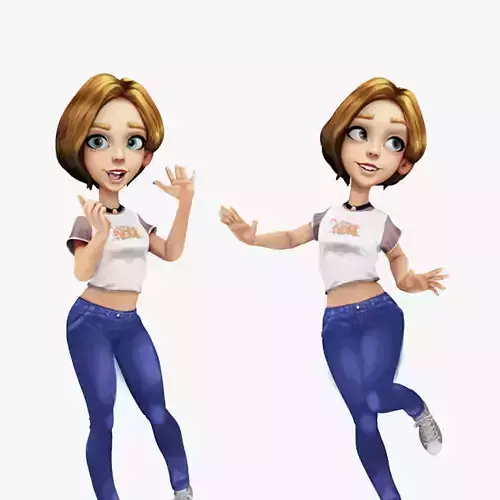 Cartoon Teenage Girl Ruby Rigged  Low-poly 3D model