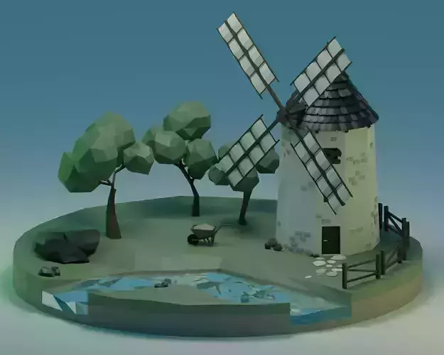 Windmill on island