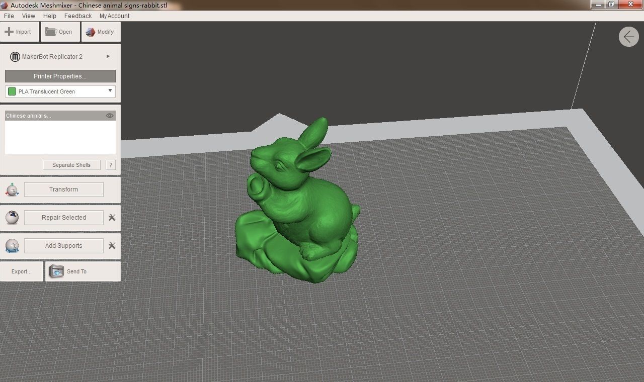 Chinese animal signs-rabbit 3D print model_2