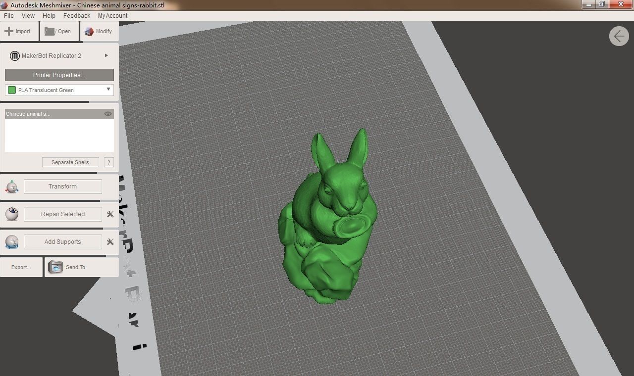 Chinese animal signs-rabbit 3D print model_3