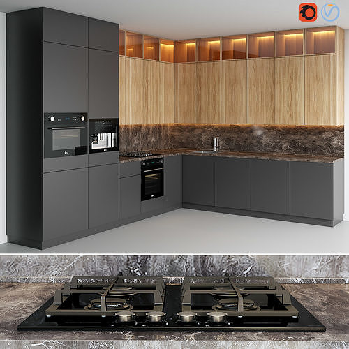 Kitchen-03 kitchen with stove and oven 3D model