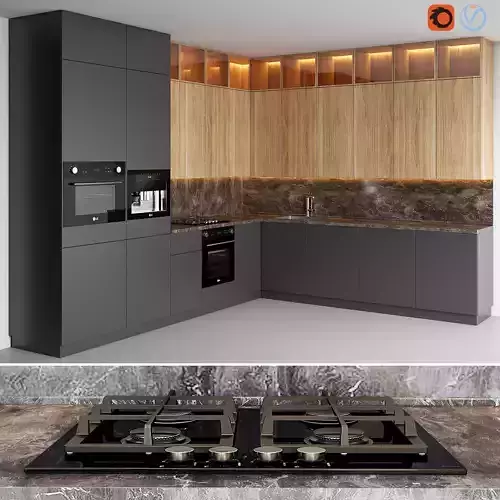 Kitchen-03 kitchen with stove and oven 3D model