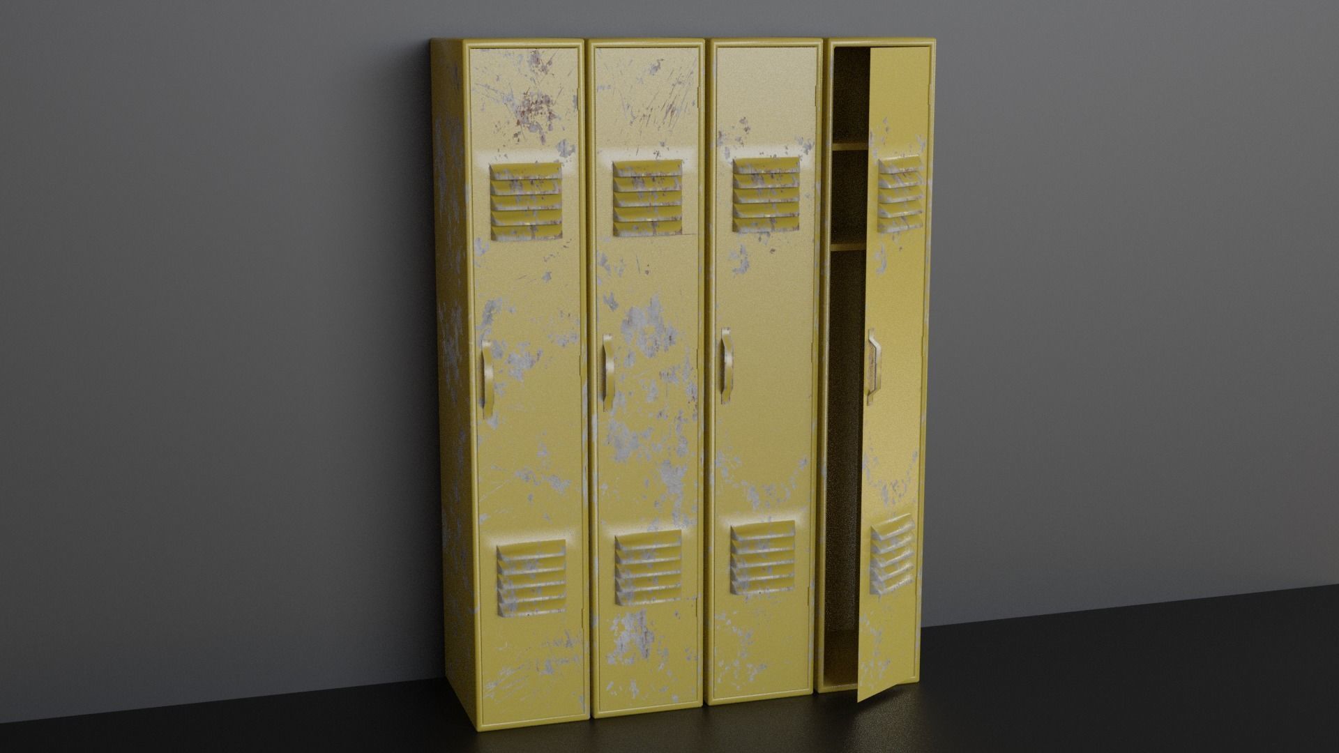Lockers - Low-poly PBR metal locker Low-poly 3D model_2