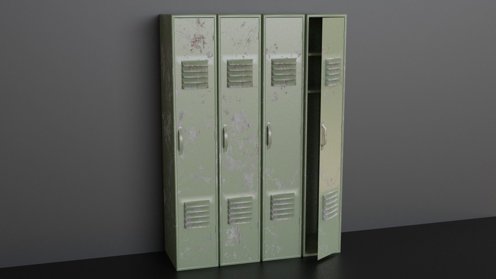 Lockers - Low-poly PBR metal locker Low-poly 3D model_5