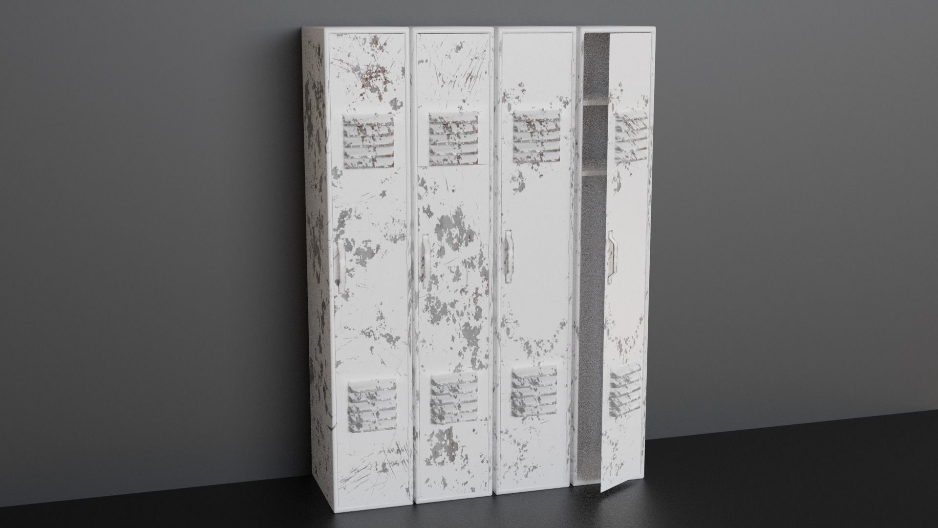 Lockers - Low-poly PBR metal locker Low-poly 3D model_3