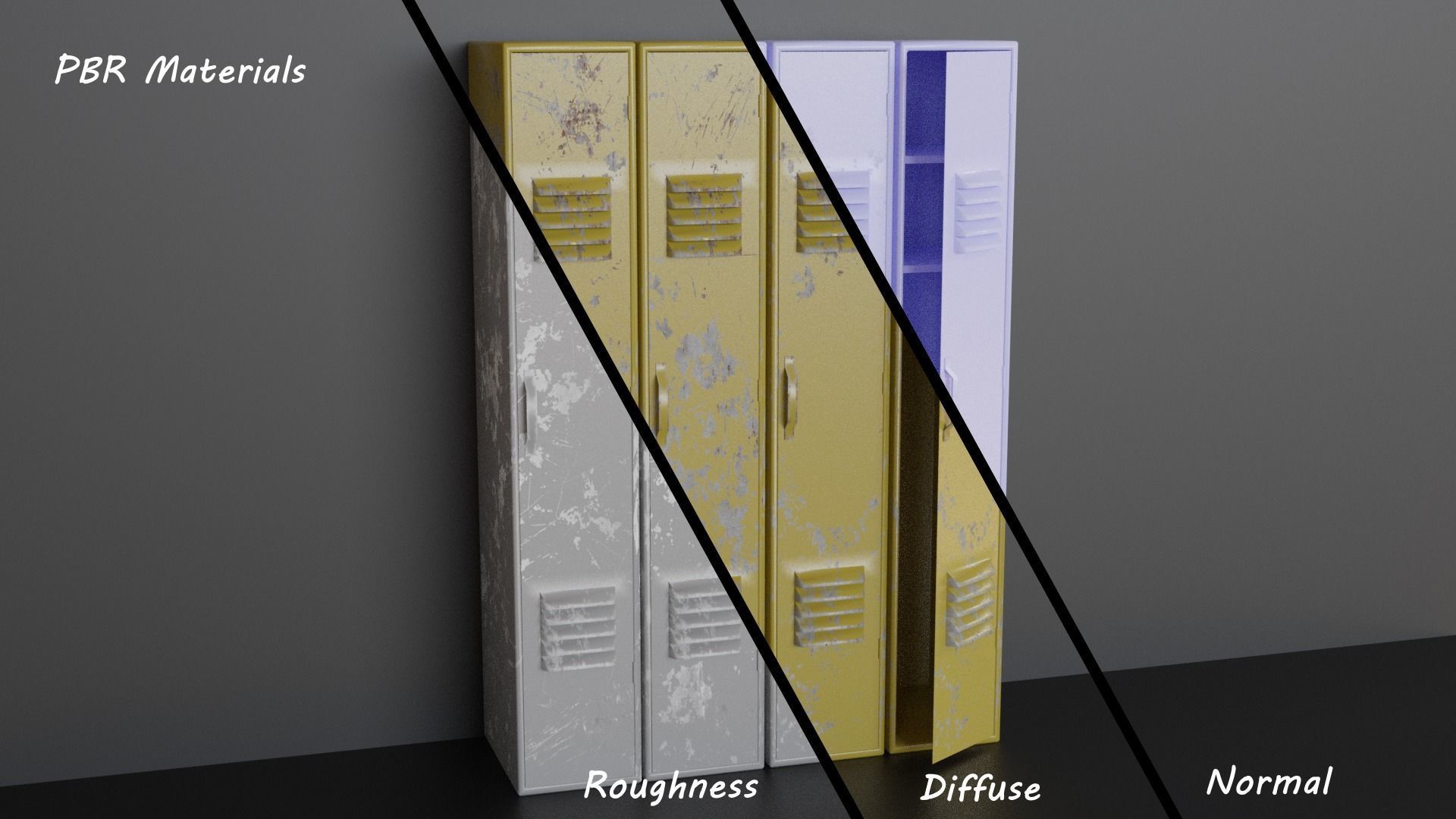 Lockers - Low-poly PBR metal locker Low-poly 3D model_8
