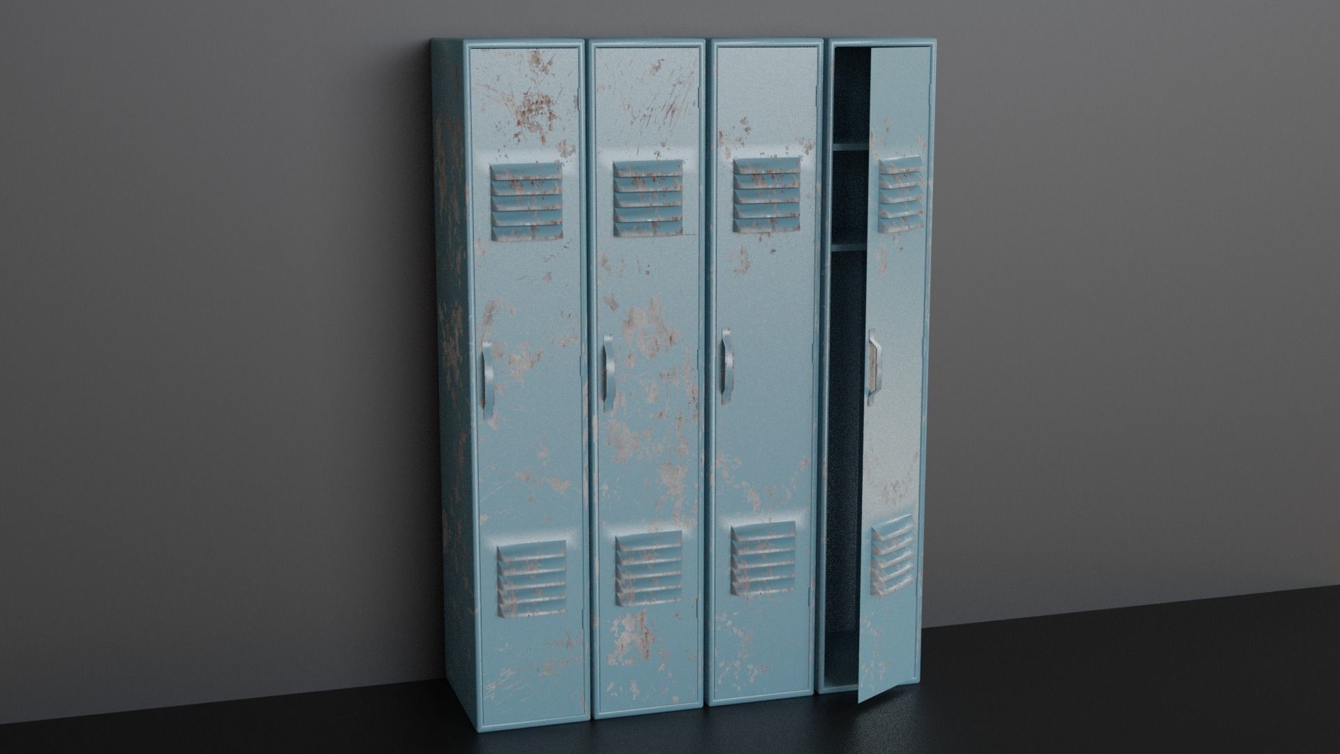 Lockers - Low-poly PBR metal locker Low-poly 3D model_1