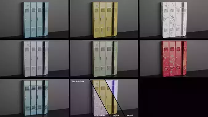 Lockers - Low-poly PBR metal locker Low-poly 3D model