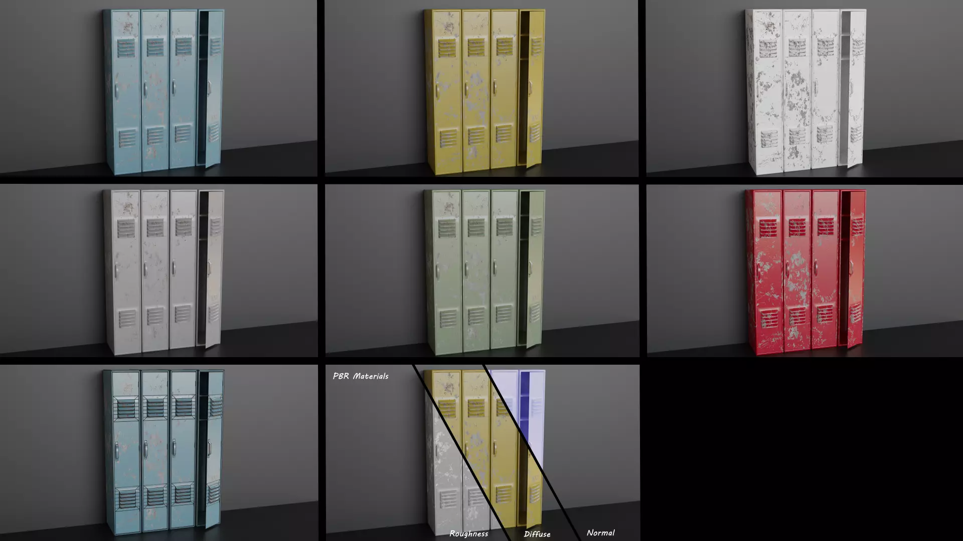 Lockers - Low-poly PBR metal locker Low-poly 3D model_0