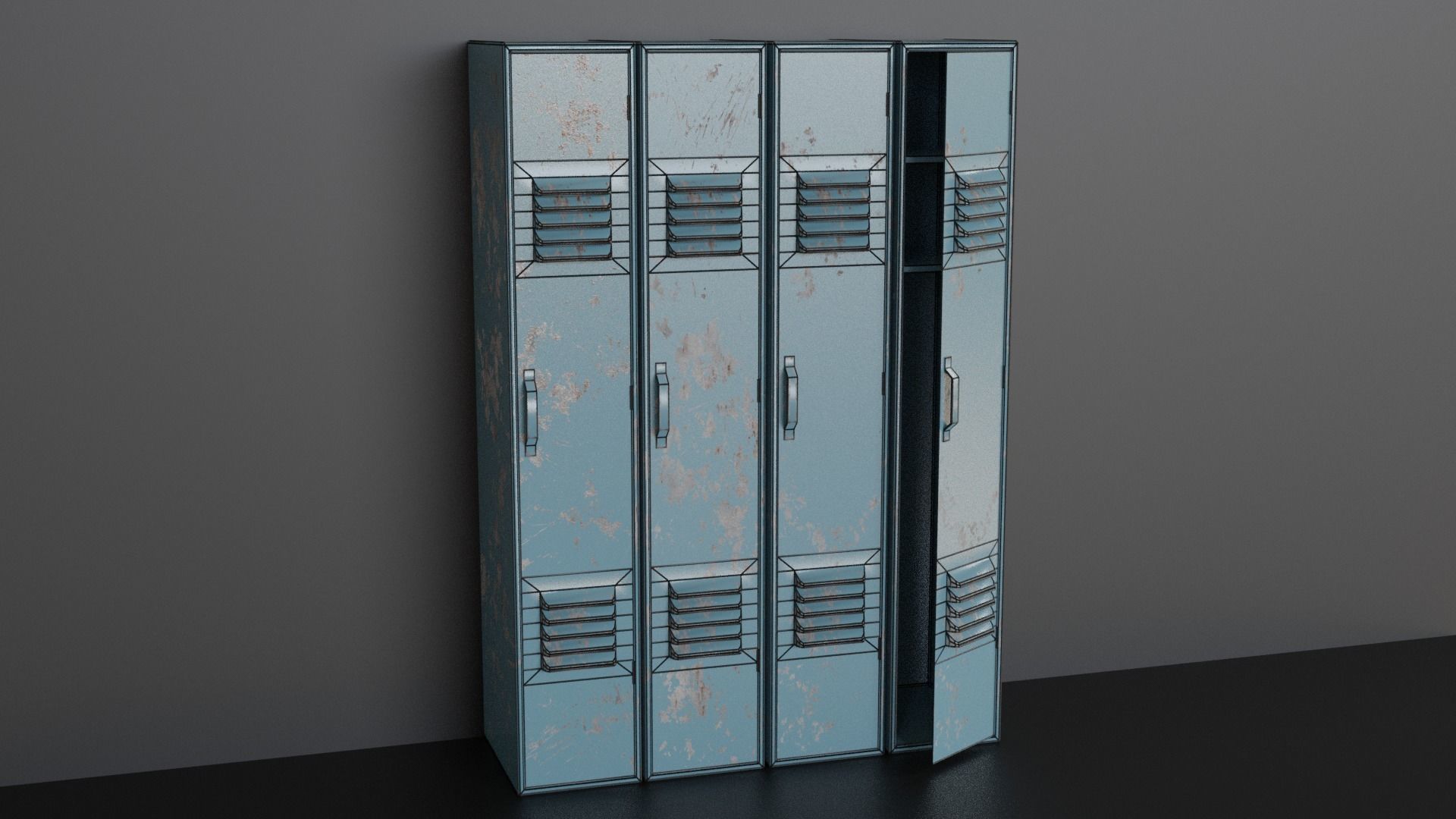 Lockers - Low-poly PBR metal locker Low-poly 3D model_7