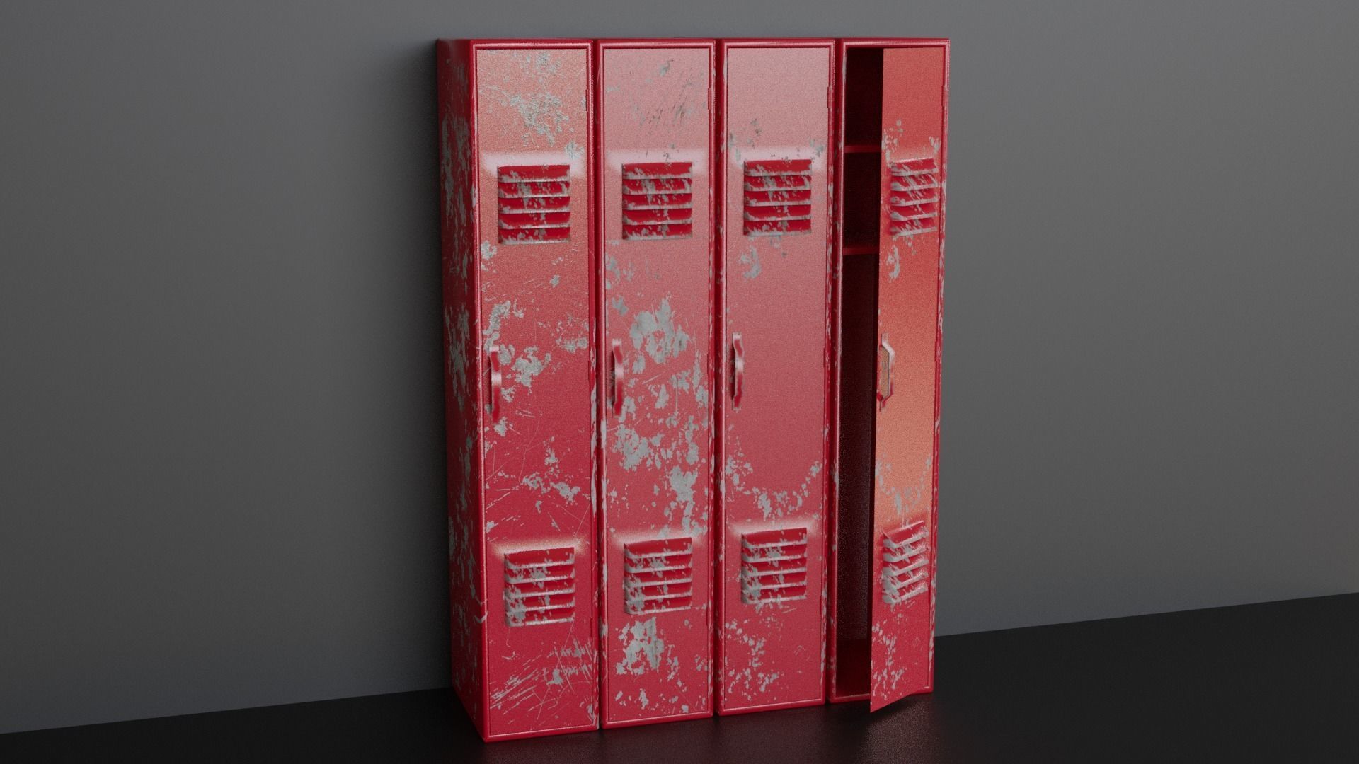 Lockers - Low-poly PBR metal locker Low-poly 3D model_6