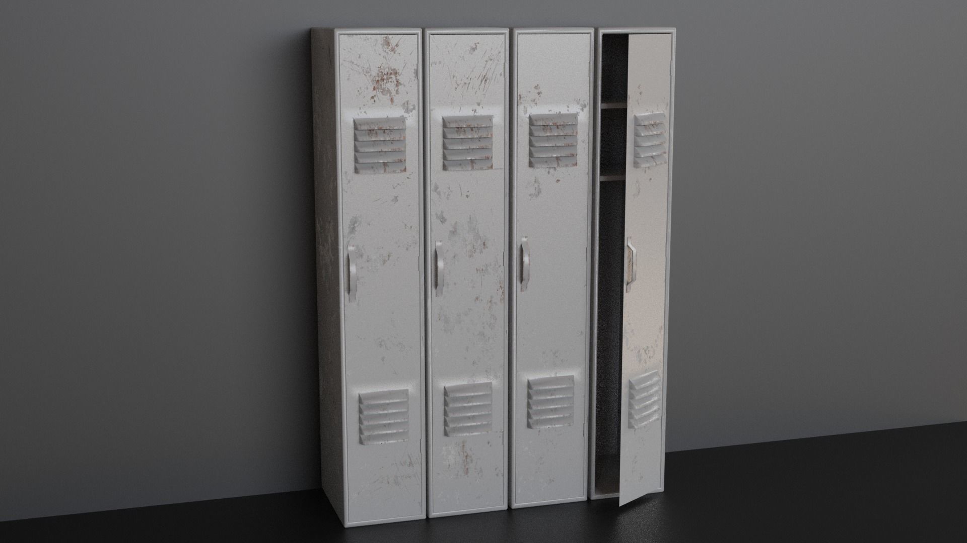Lockers - Low-poly PBR metal locker Low-poly 3D model_4