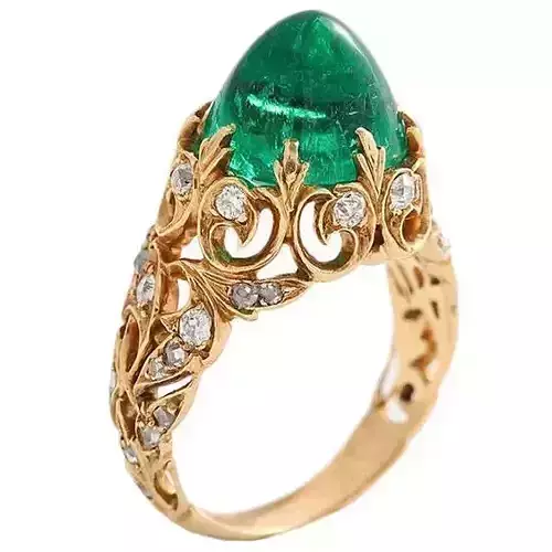 vintage ring for emerald cabochon