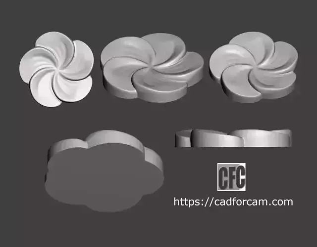WoodCarving floral detail - 3d model for CNC - FlowerCFC15