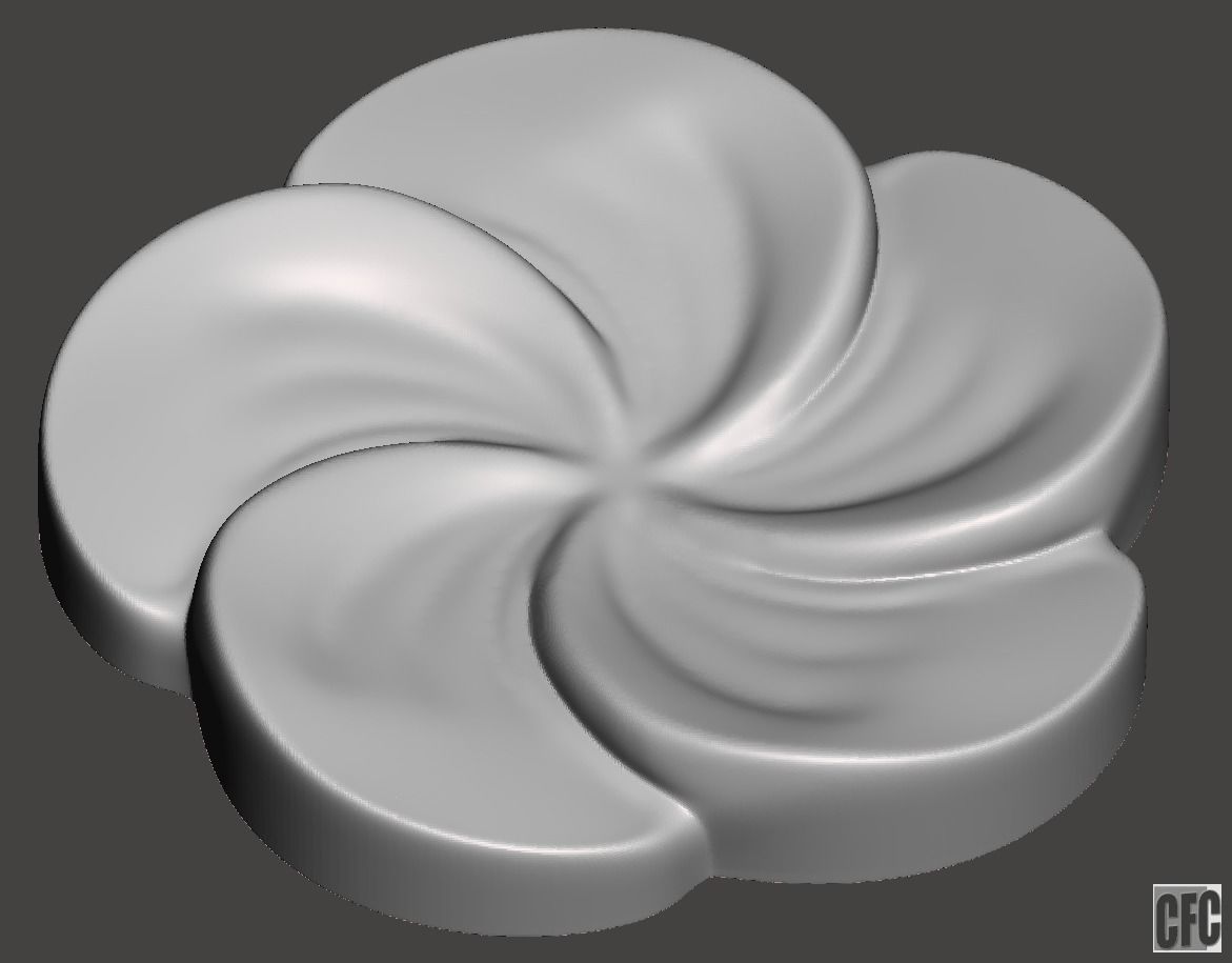 WoodCarving floral detail - 3d model for CNC - FlowerCFC15 3D print model_3