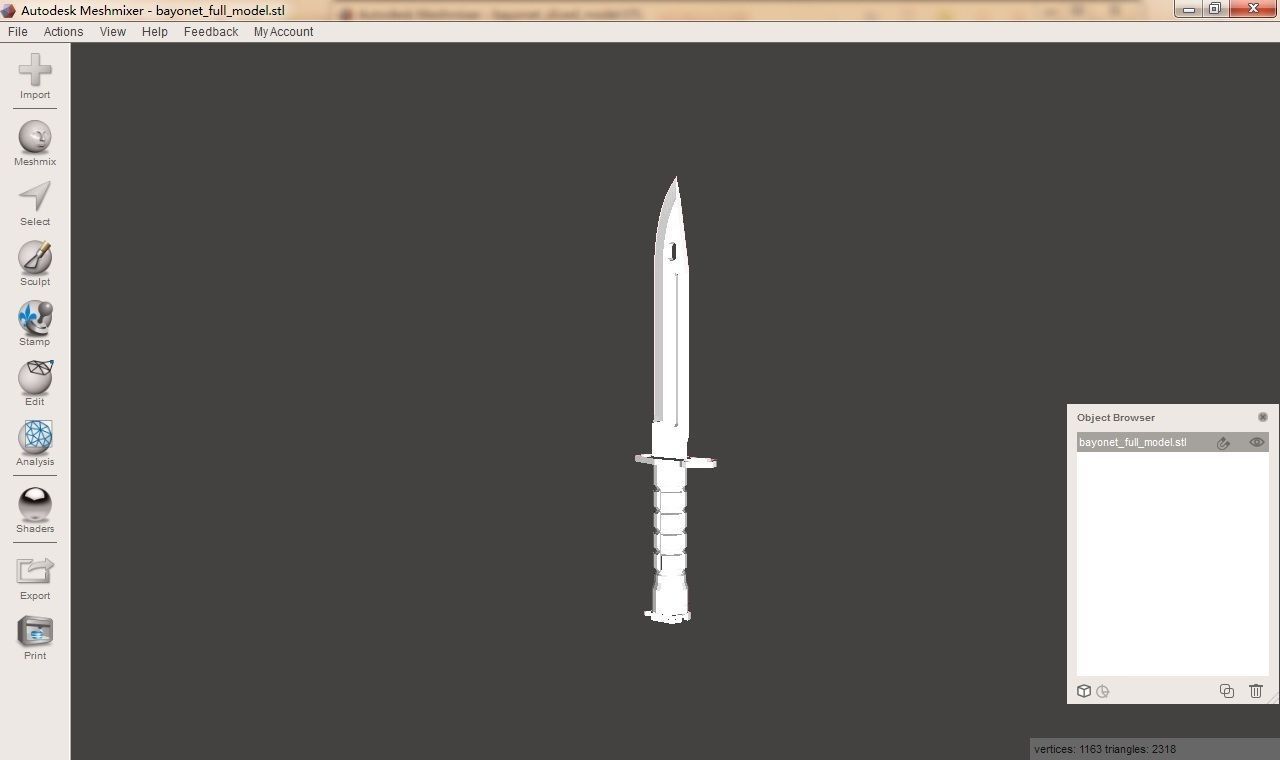 Bayonet 3D print model_1
