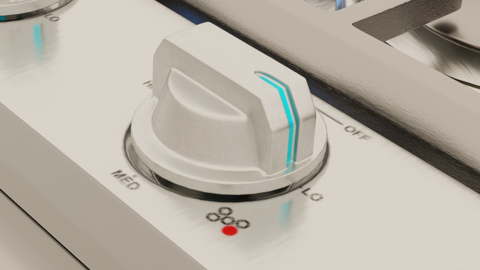 PBR model of gas hob aluminium finish Low-poly 3D model_4