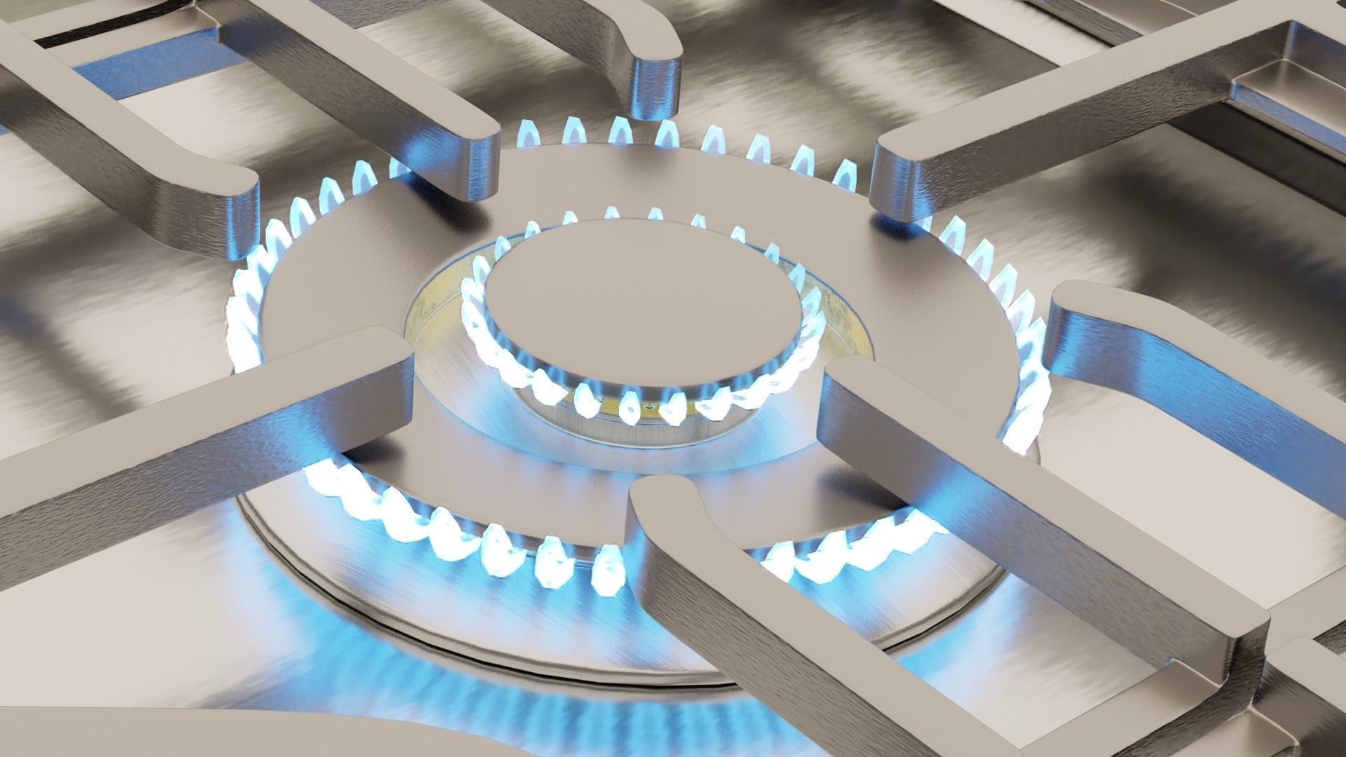 PBR model of gas hob aluminium finish Low-poly 3D model_5