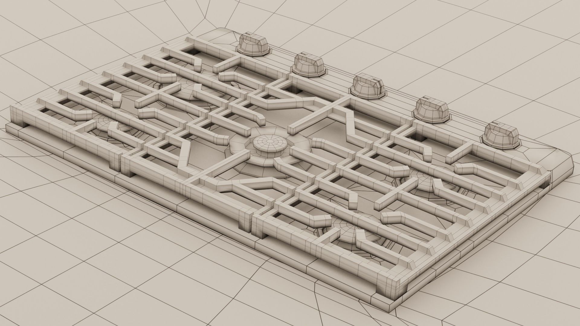 PBR model of gas hob aluminium finish Low-poly 3D model_9