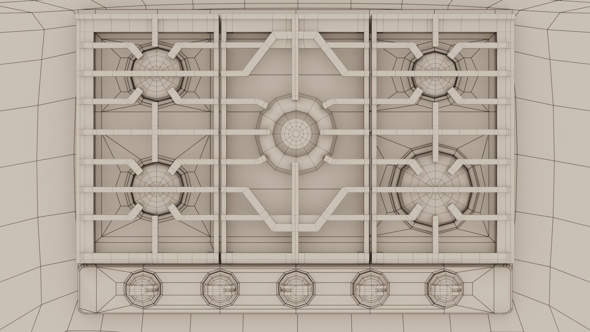 PBR model of gas hob aluminium finish Low-poly 3D model_12