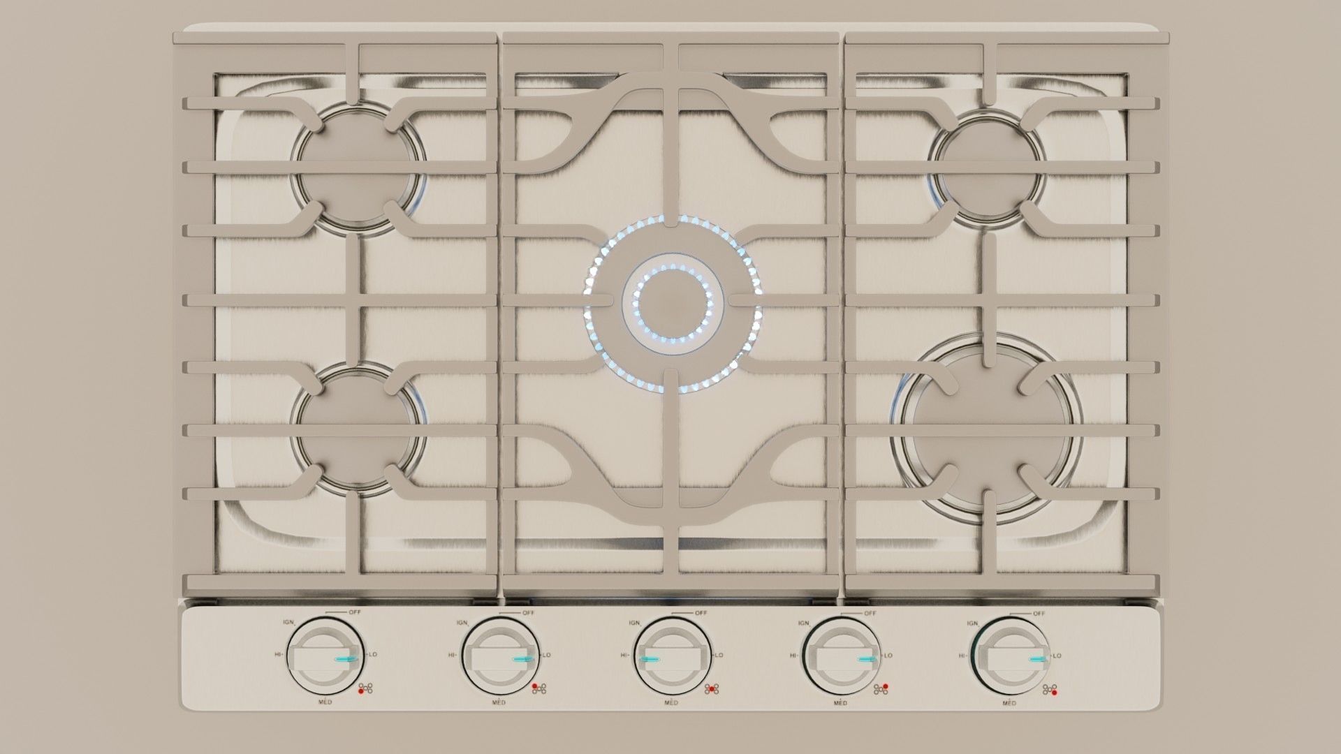 PBR model of gas hob aluminium finish Low-poly 3D model_6