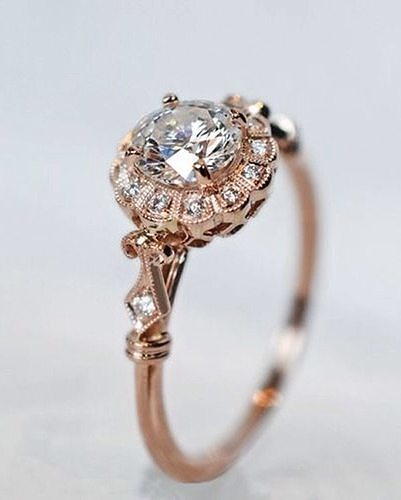 vintage ring for one carat stone 3D print model