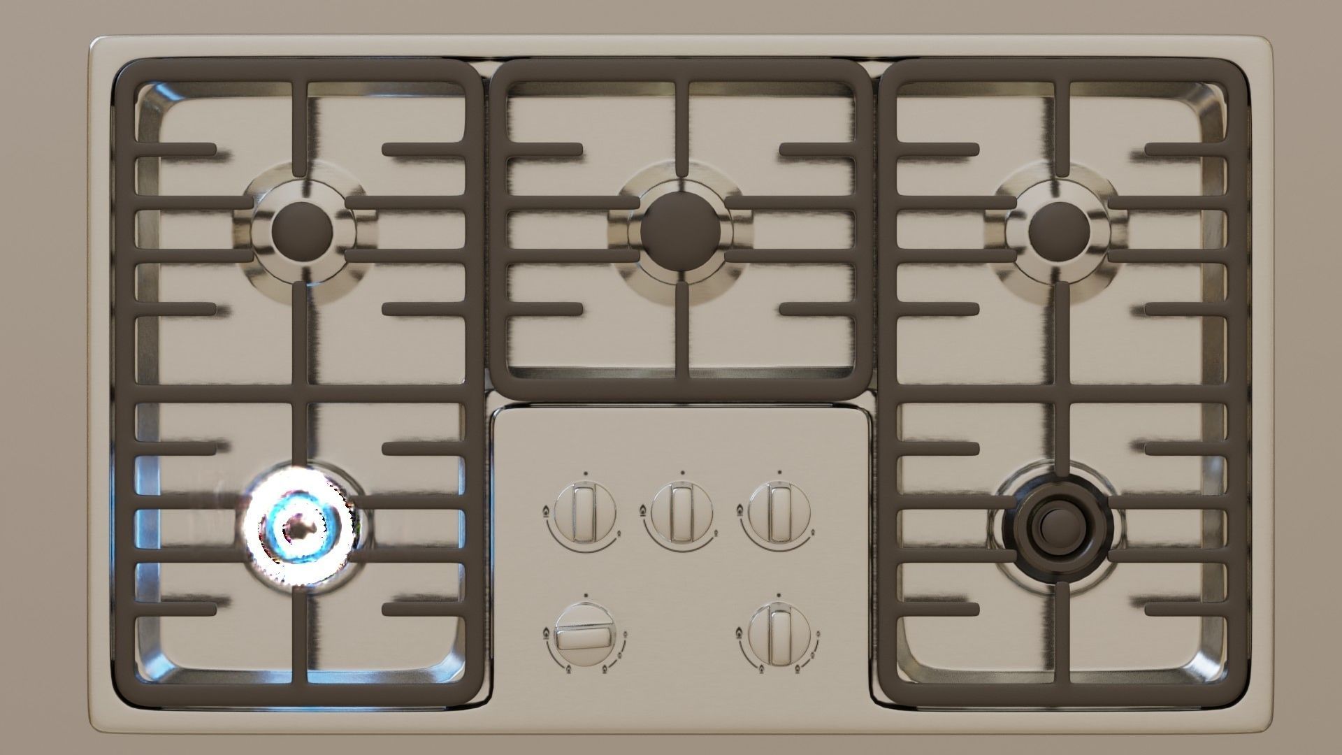 PBR model of gas hob2 aluminium finish Low-poly 3D model_6