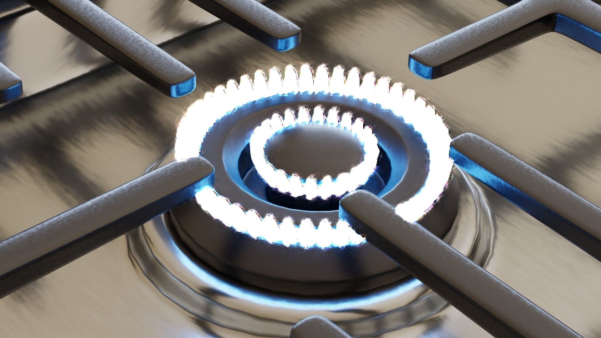 PBR model of gas hob2 aluminium finish Low-poly 3D model_5