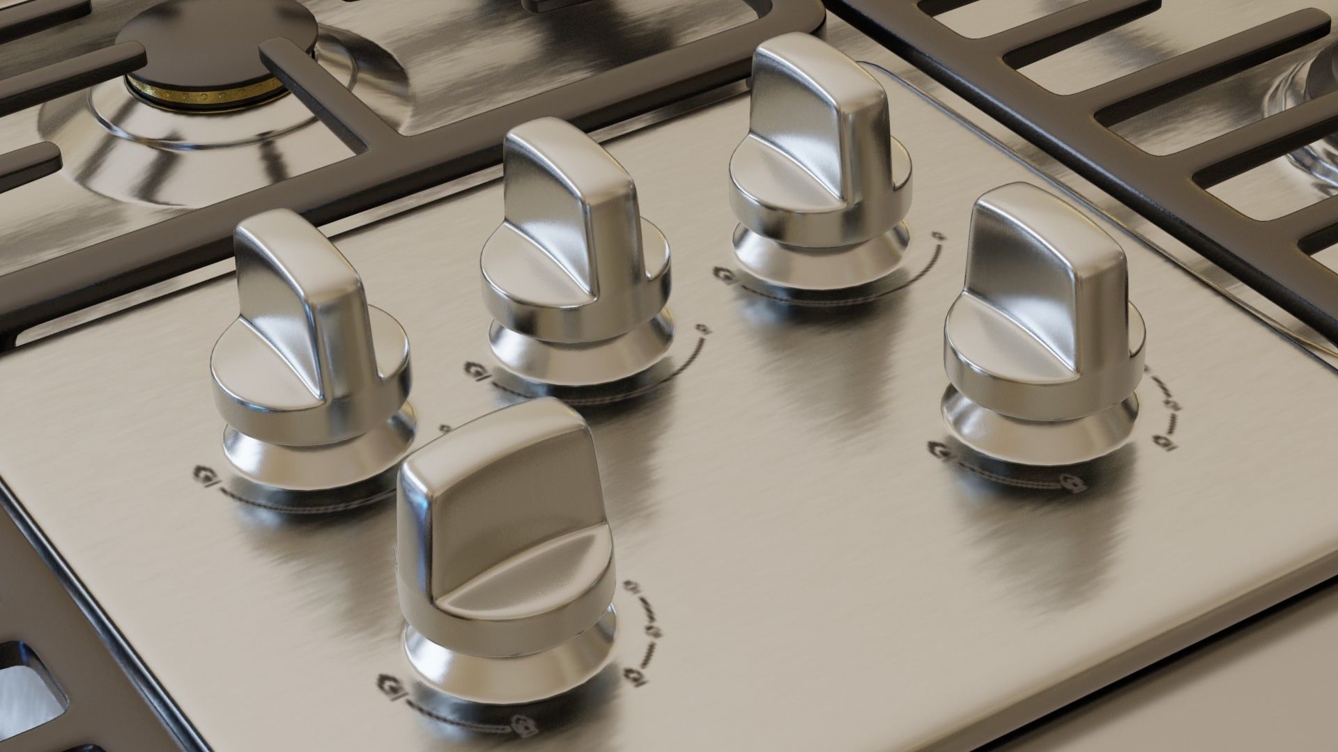 PBR model of gas hob2 aluminium finish Low-poly 3D model_4