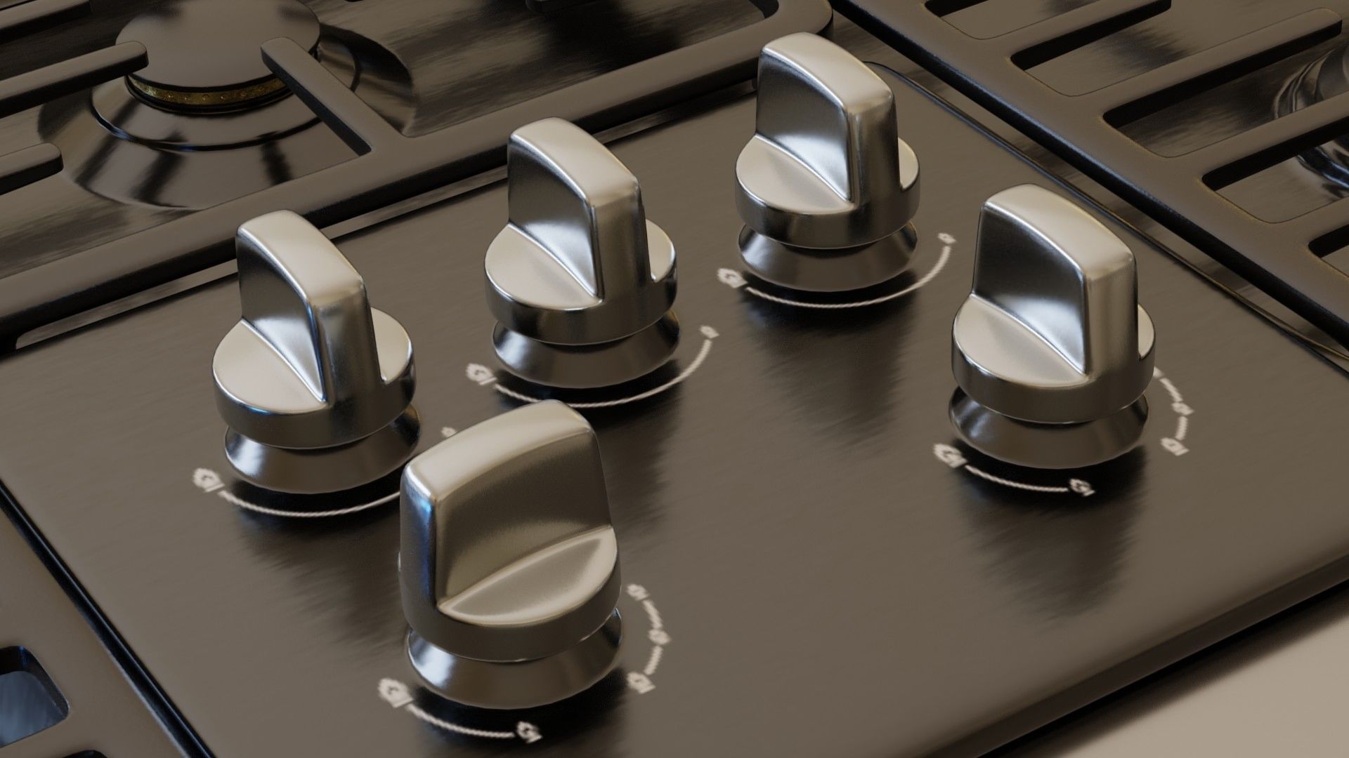 PBR model of gas hob2 black finish Low-poly 3D model_4