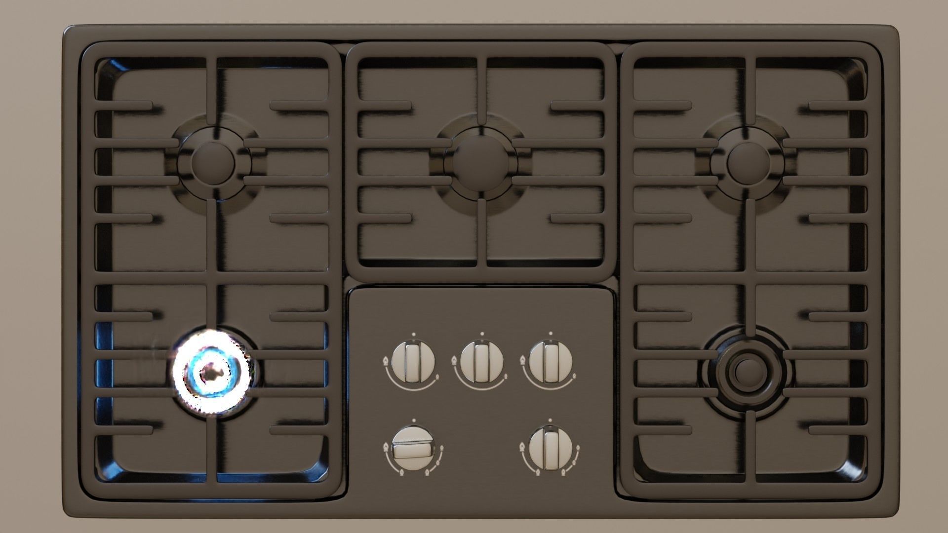 PBR model of gas hob2 black finish Low-poly 3D model_6