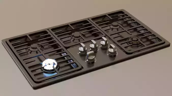 PBR model of gas hob2 black finish