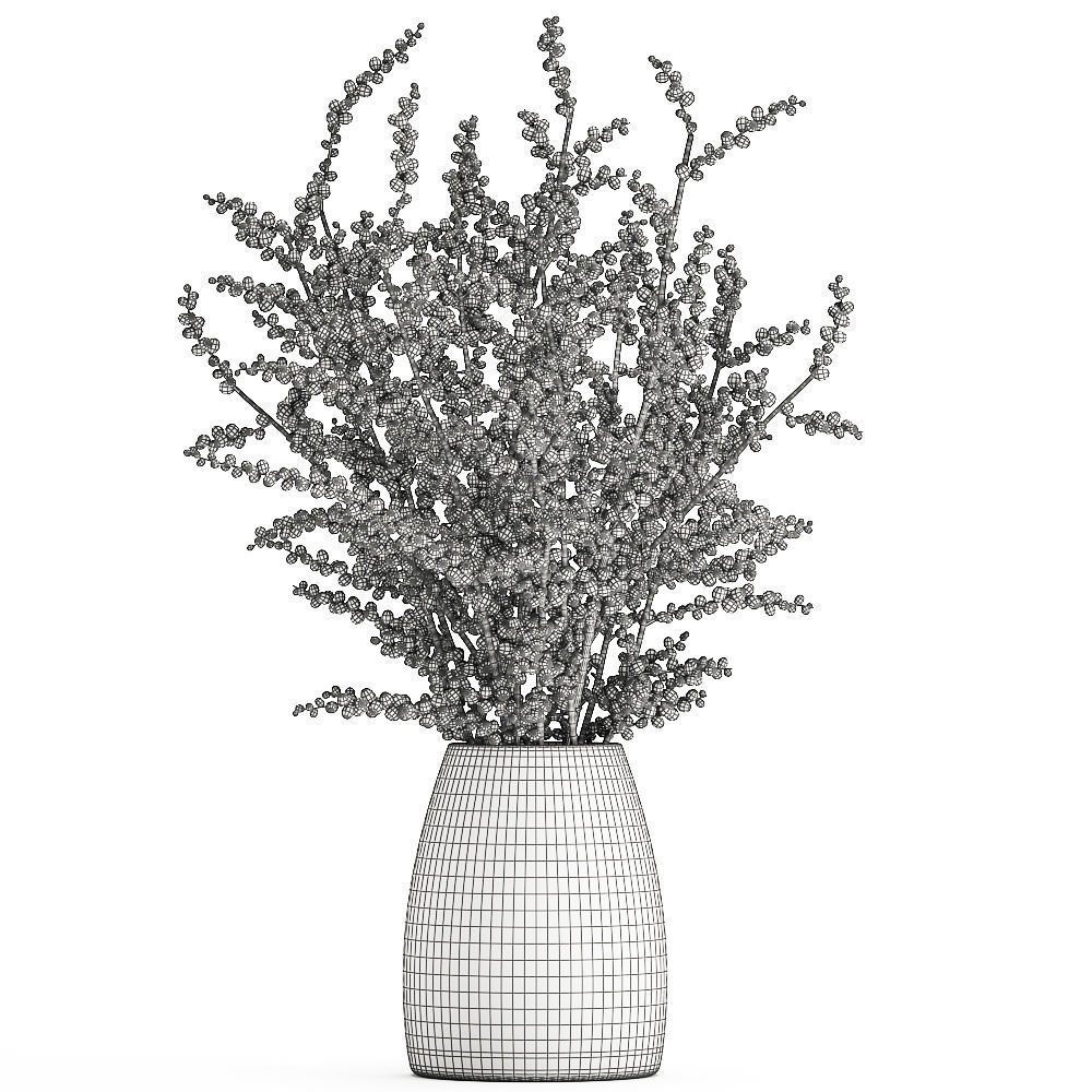 Bouquet of branches with red berries in a vase 99 3D model_6