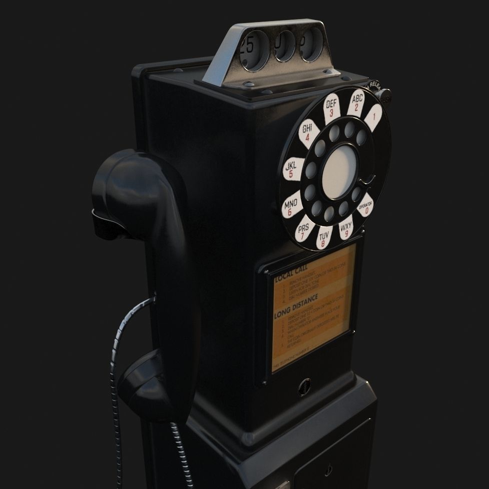 Western Electric 3-slot Payphone 1957 PBR  Low-poly 3D model_1