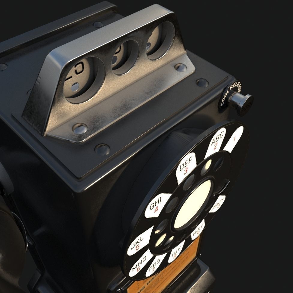 Western Electric 3-slot Payphone 1957 PBR  Low-poly 3D model_8