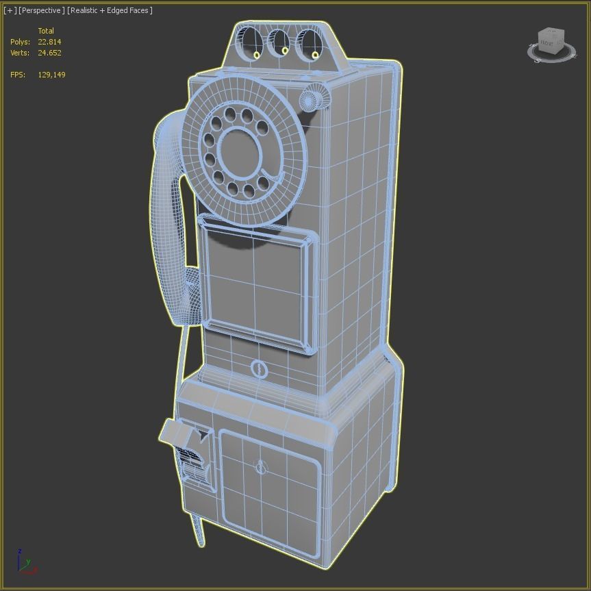 Western Electric 3-slot Payphone 1957 PBR  Low-poly 3D model_20