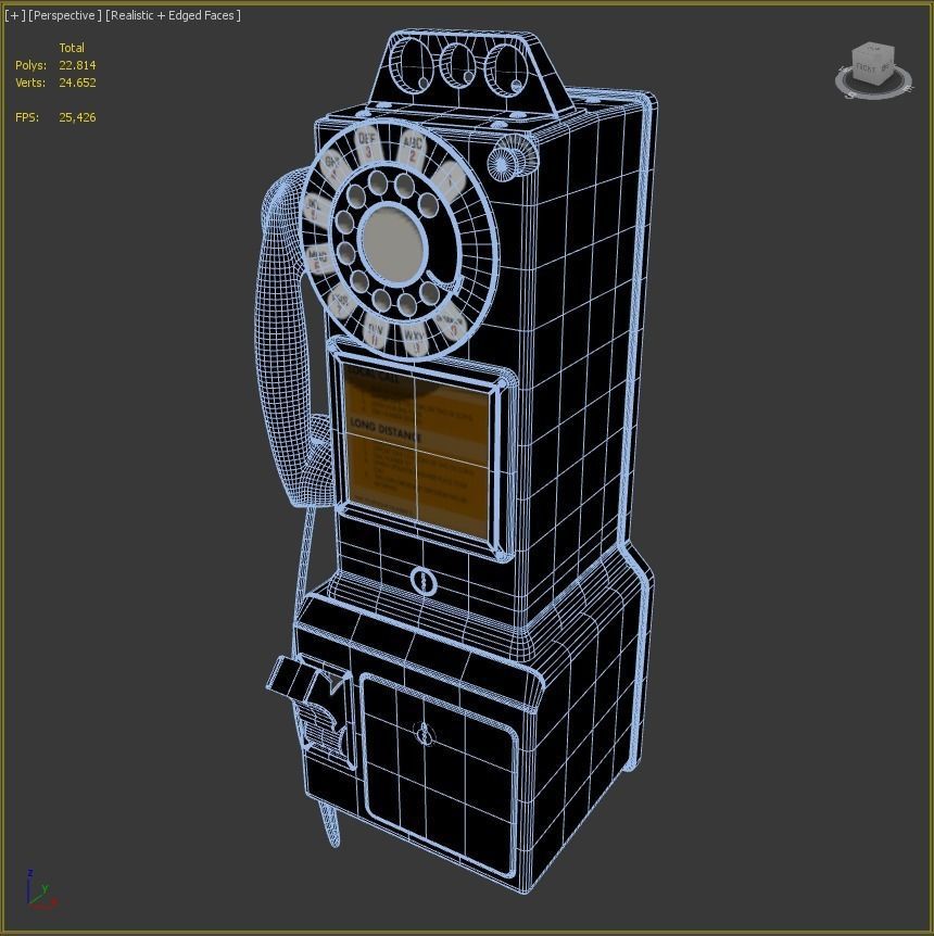 Western Electric 3-slot Payphone 1957 PBR  Low-poly 3D model_17