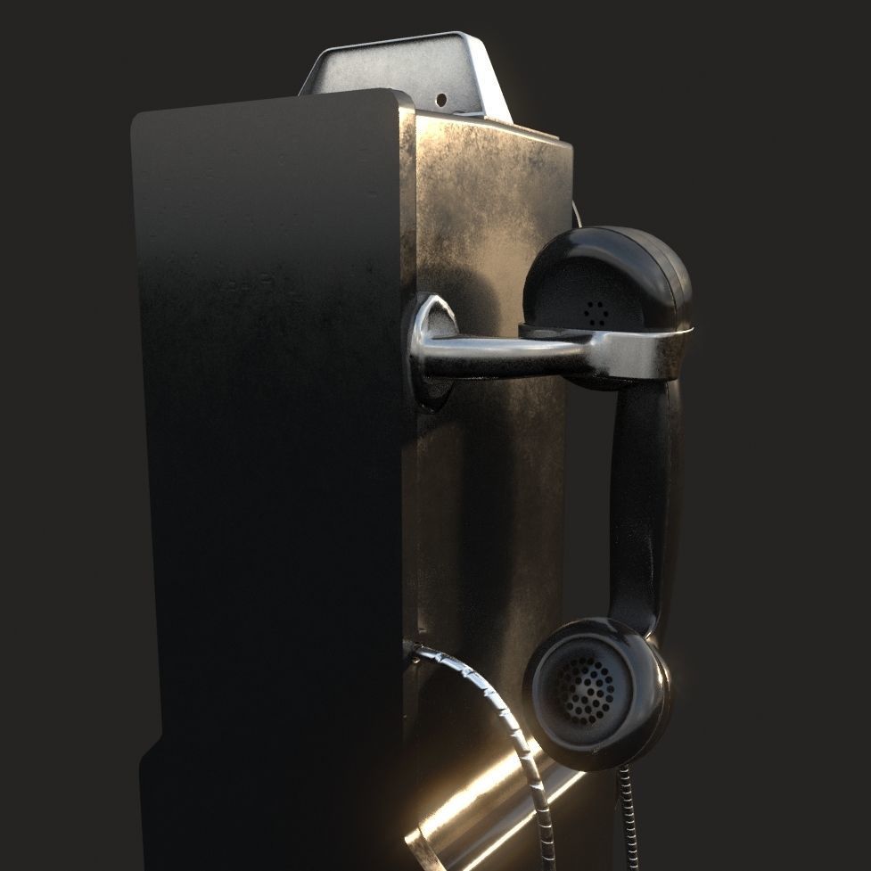 Western Electric 3-slot Payphone 1957 PBR  Low-poly 3D model_3