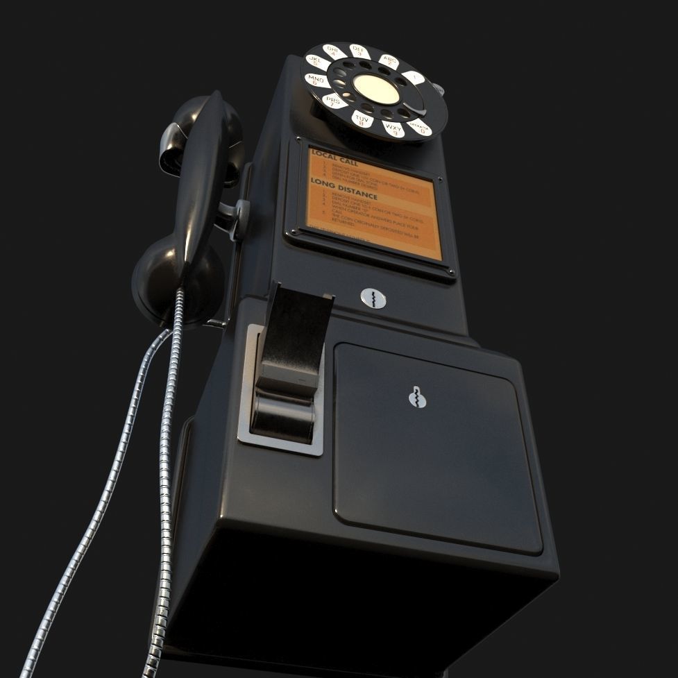 Western Electric 3-slot Payphone 1957 PBR  Low-poly 3D model_4