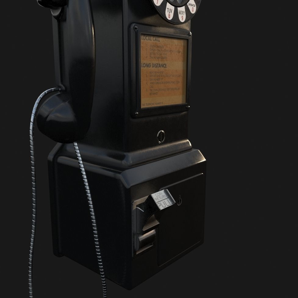 Western Electric 3-slot Payphone 1957 PBR  Low-poly 3D model_2