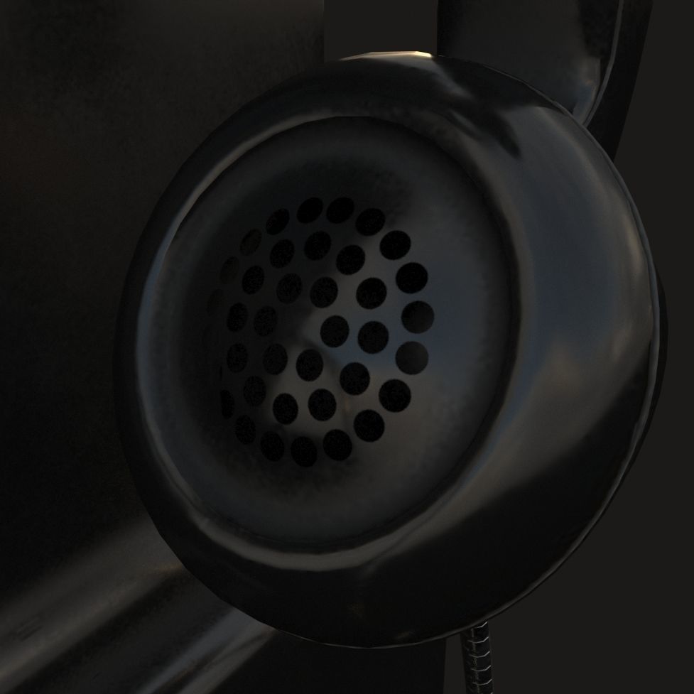 Western Electric 3-slot Payphone 1957 PBR  Low-poly 3D model_7