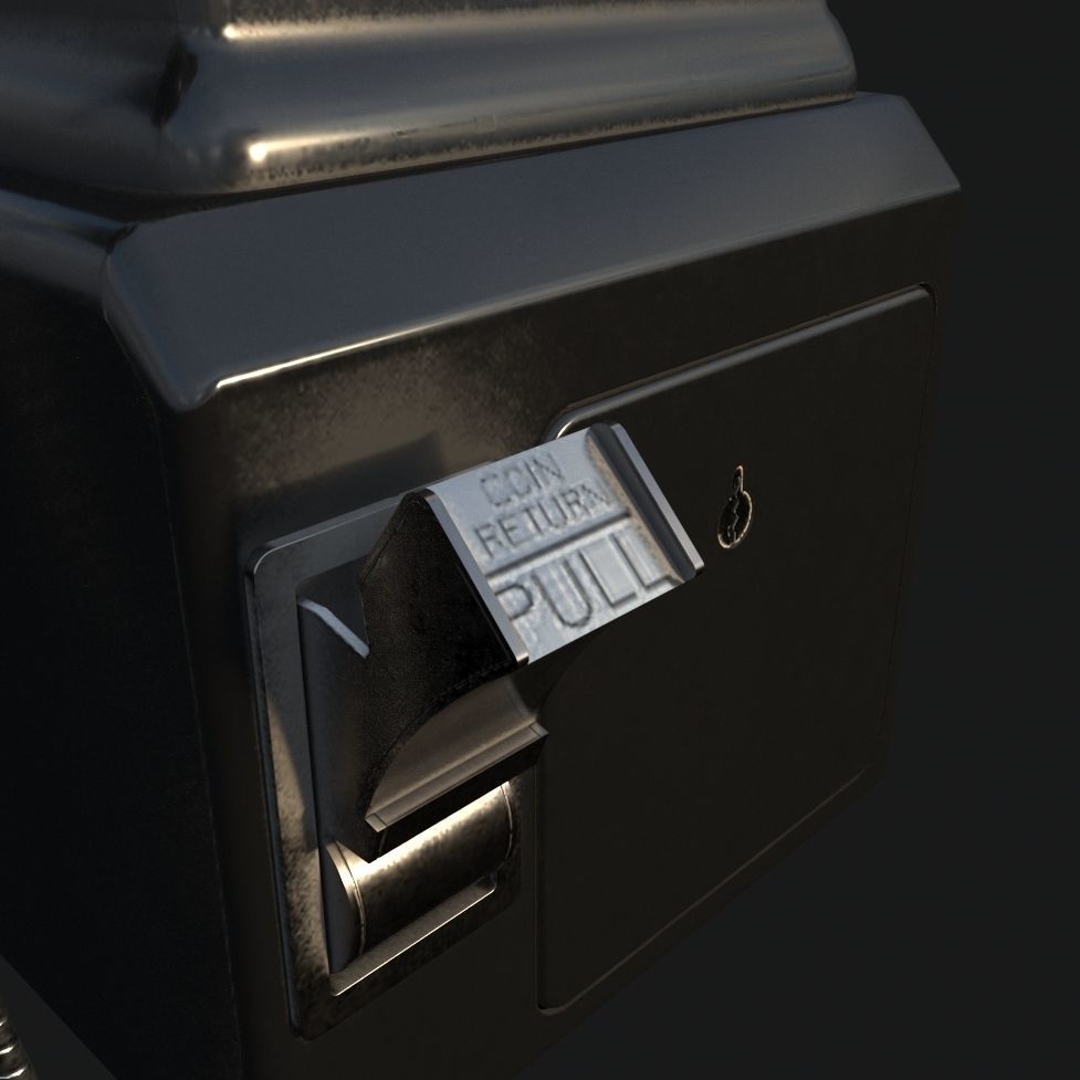 Western Electric 3-slot Payphone 1957 PBR  Low-poly 3D model_5