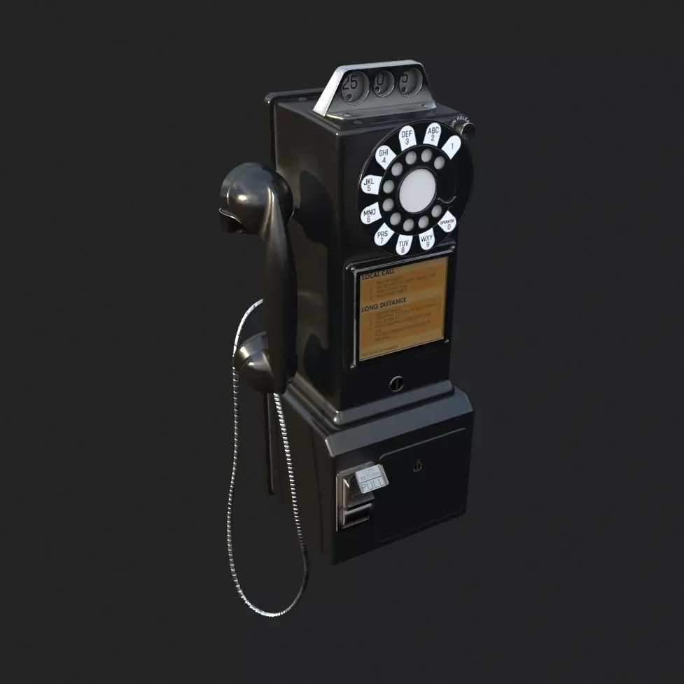 Western Electric 3-slot Payphone 1957 PBR  Low-poly 3D model_0
